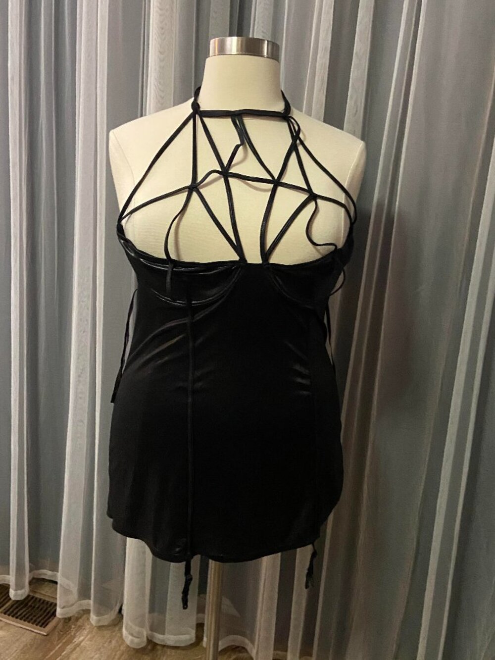 Dream Girl Faux Leather strappy Chemise 3X